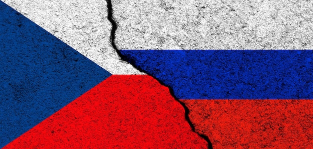 Russia and Czech Republic flags background Diplomacy and political conflict and competition partnership and cooperation concept photo