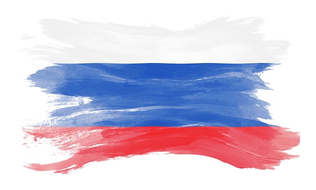 Russia flag brush stroke, national flag on white background