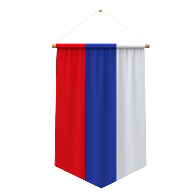 Russia flag cloth hanging banner 3D Rendering