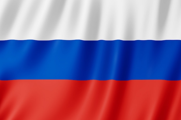 Russia flag waving in the wind.