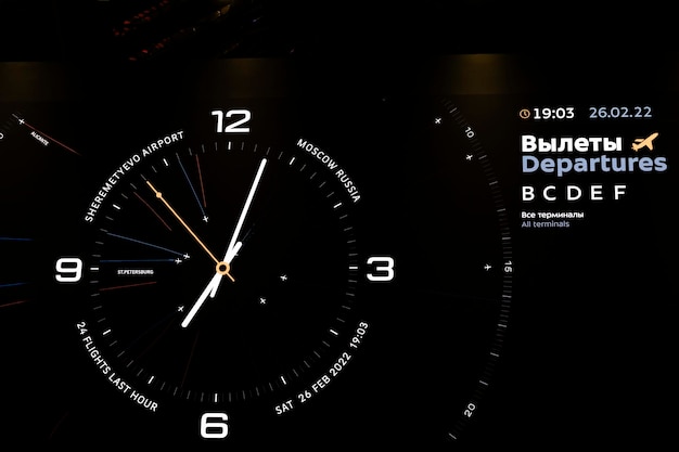 Russia SaintPetersburg Sheremetyevo Airport Display of departure and arrival of aircraft