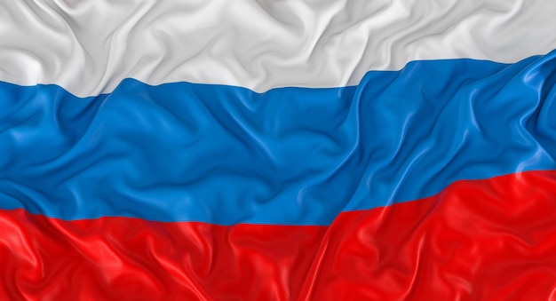 Russian flag blown by the wind 3d render