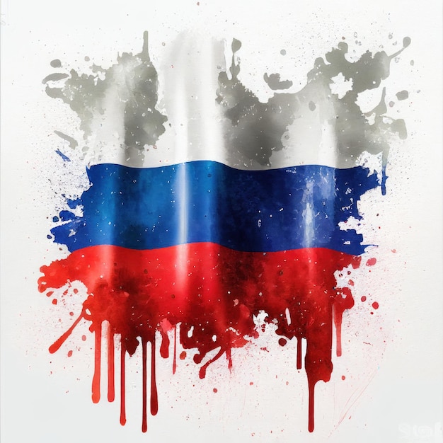 Russian flag in watercolor style by Generative AI