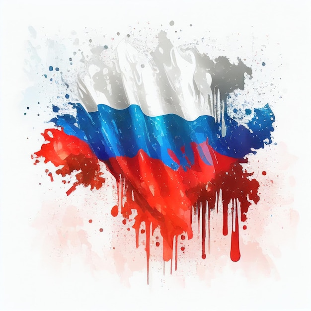 Russian flag in watercolor style by Generative AI