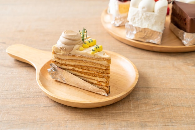 Russian honey cake on plate