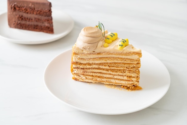 Russian honey cake on plate