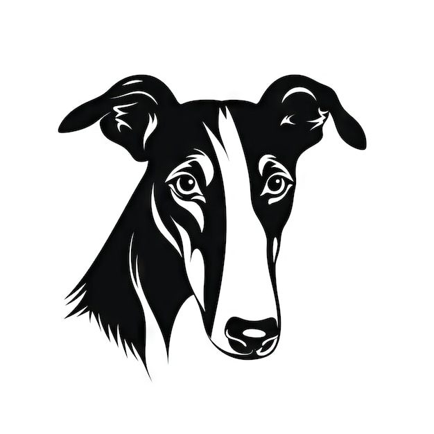 Russian Hunting Sighthound Icon Dog Black Silhouette Puppy Pictogram Pet Outline Russian Hunting Sighthound Symbol Isolated on White Background AI Generative Illustration