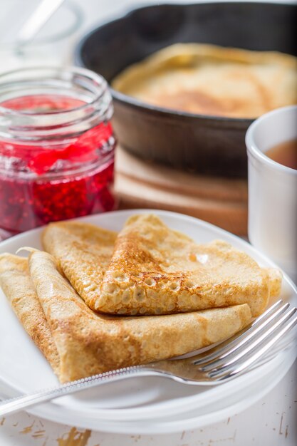 Russian pancakes with jam