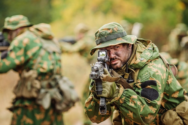 Russian special squad engaged in the exploration of the area