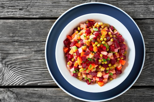 Russian vinaigrette salad of diced cooked veggies