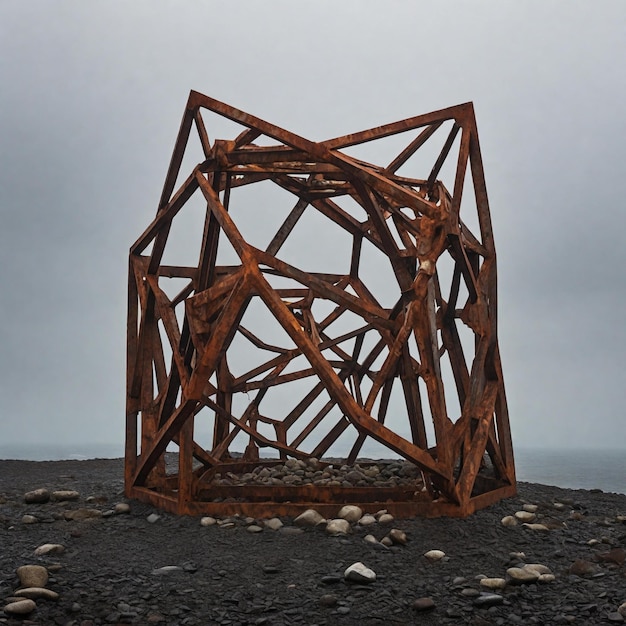 Photo a rusted gloomy geometric structure with