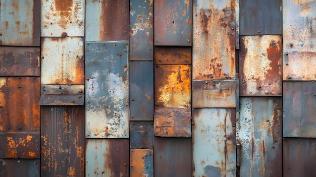 Rusted Metal Panels with Uneven Patina