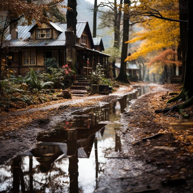 Rustic Autumn Retreat Autumn Landscape Photo