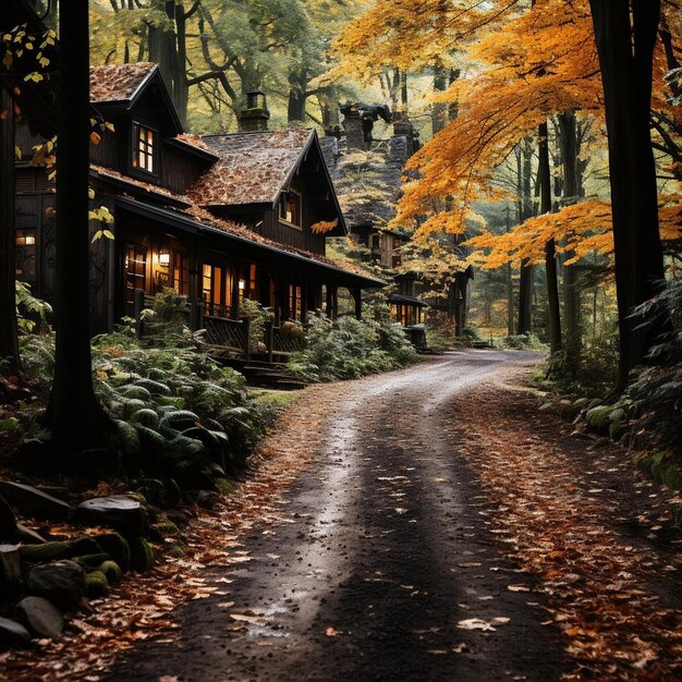 Rustic Autumn Retreat Autumn Landscape Photo