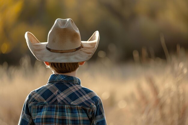 Rustic Back view cowboy boy costume Generate Ai