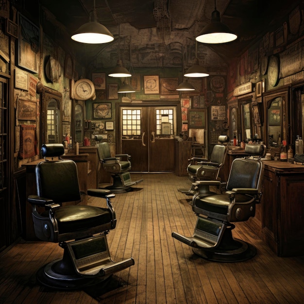 A rustic barbershop hair salon