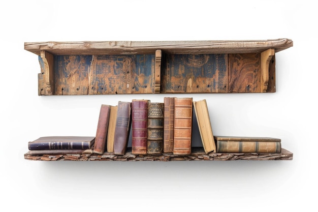 Photo rustic bookshelf isolated in transparent background