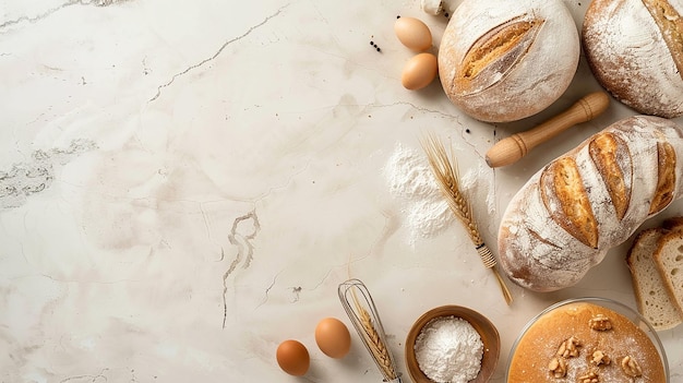 Photo rustic bread and bakery background