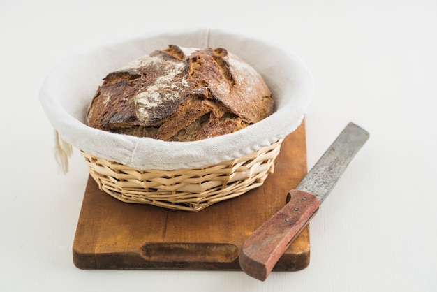 Rustic bread on wood table