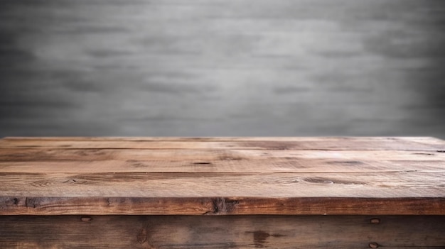 rustic brown wood plank empty table for products display