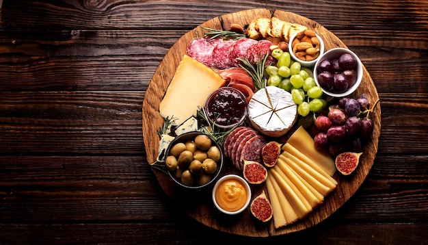 Photo rustic charcuterie platter an elegant spread of cheese and cured meats