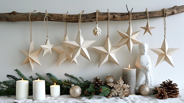 Rustic Christmas Decor with Wooden Stars