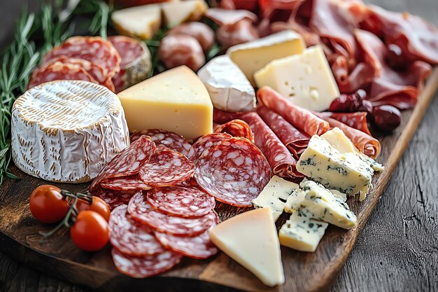 Rustic Cutting Board with Selection of Italian Cheeses