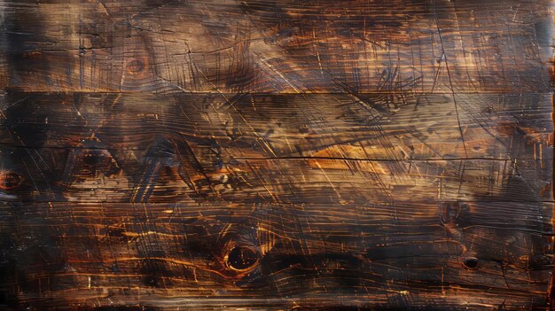 Photo rustic dark brown wood texture background barn board scratched stained hardwood planks surface