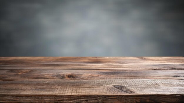 rustic dark wood plank empty table for products display