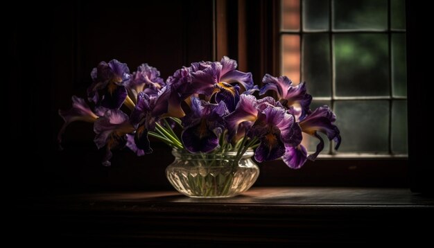 Rustic elegance a bouquet of lilac tulips generated by artificial intelligence