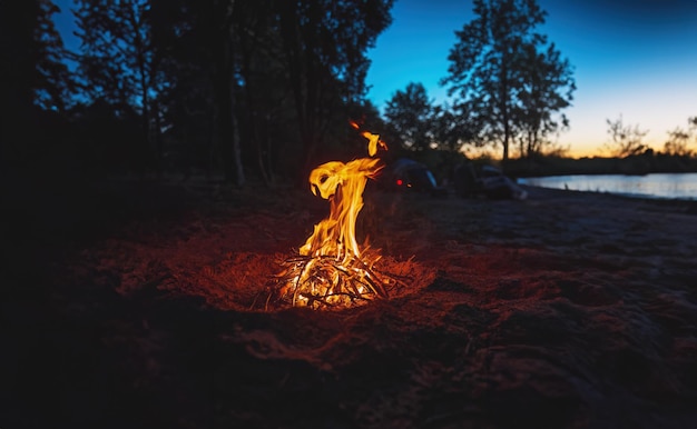 Rustic Evening by the Water Bonfire Adventure at Riverside Camp