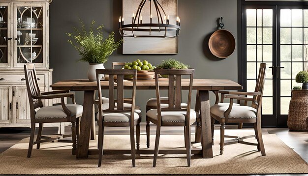 Photo rustic farmhouse dining chairs with distressed finish