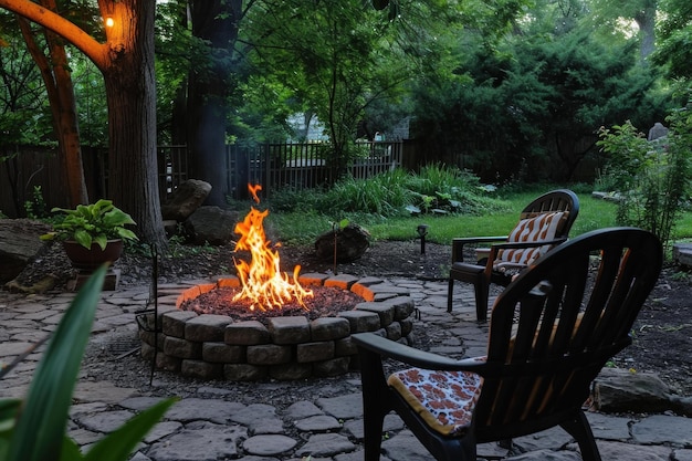 Rustic Fire pit outdoor Generate Ai