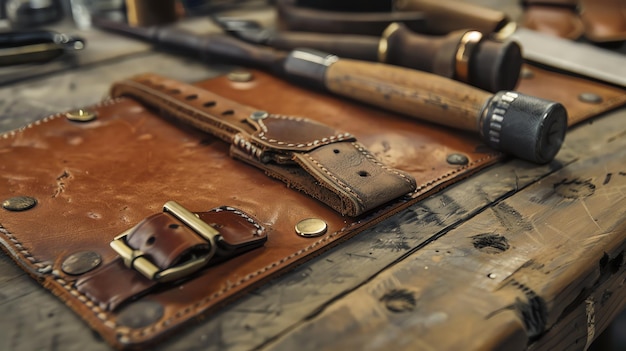 Rustic Handmade Leather Craftmanship Genuine leather products Vintage retro style