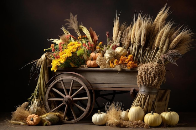 Photo rustic harvest with old wagon