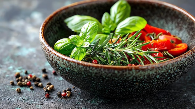 Rustic Italian Dish with Fresh Basil Rosemary and Thyme