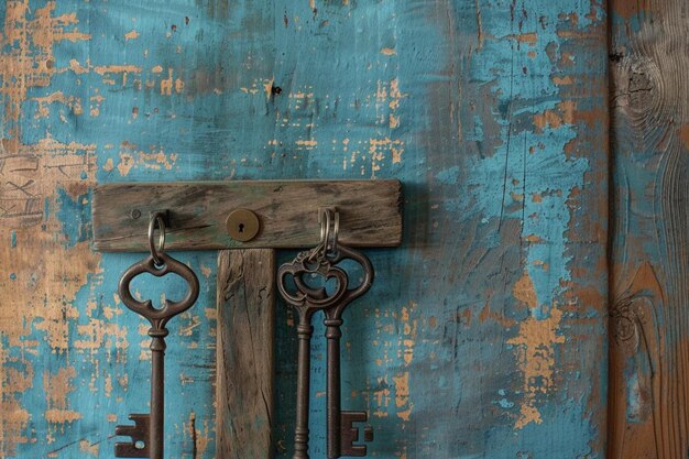 Rustic keys on wooden table