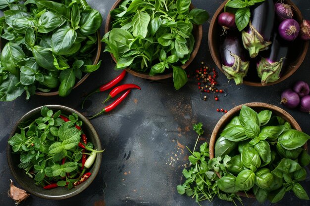 Rustic Kitchen with Thai Green Curry Ingredients