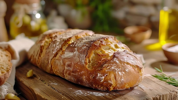 A rustic loaf of bread on a wooden cutting board