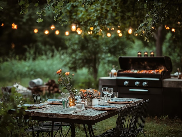 Rustic Outdoor Setup for an Amazing Barbecue Experience