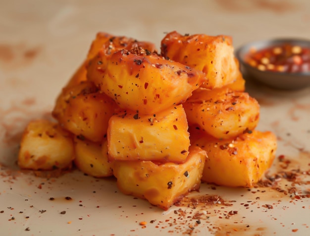 Rustic Patatas Bravas Fried Spanish Tapas with Paprika Seasoning