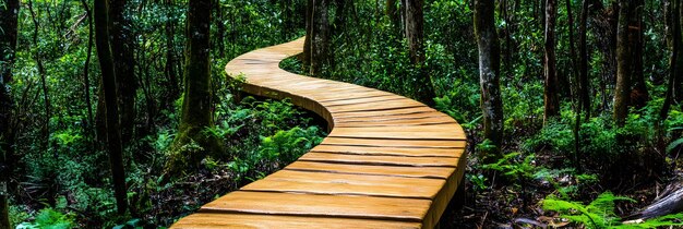 Rustic pathway leading through a forest