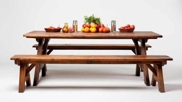 Rustic Picnic Feast Setup on White Background