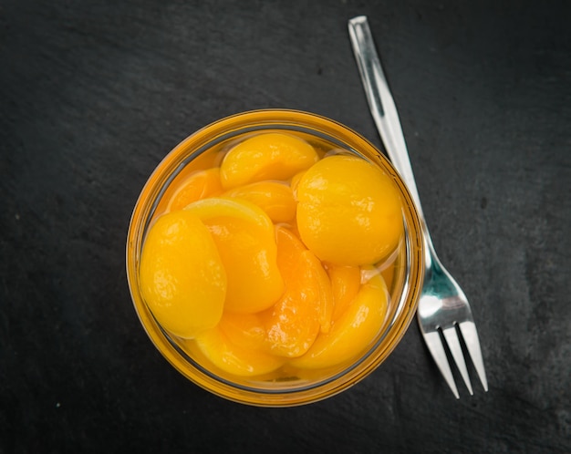 Rustic slate slab with Preserved Apricots selective focus