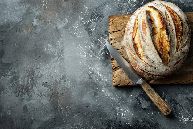 Photo rustic sourdough bread on wooden board