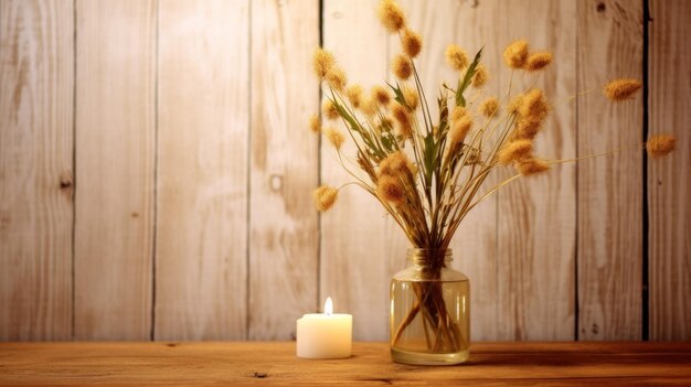 Photo rustic still life with dried flowers