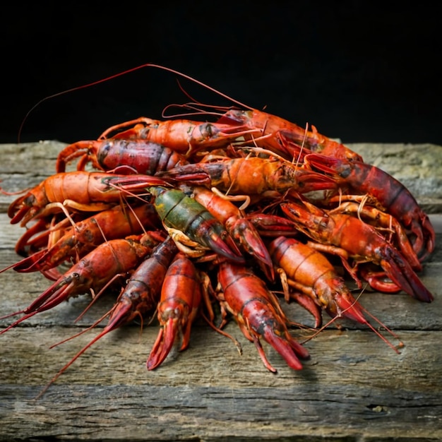 Rustic Style Border with Red Boiled Crawfishes Crayfish Feast