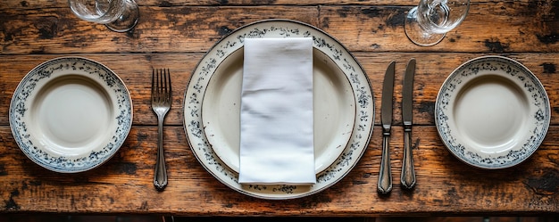 A rustic table setting with linen cloth against tableware