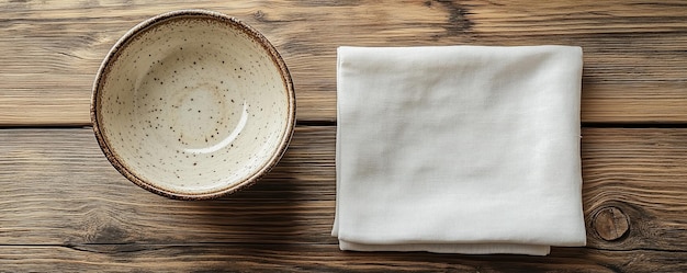 Photo a rustic table setting with linen cloth against tableware