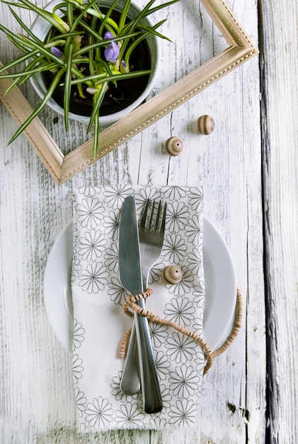 Photo rustic table setting